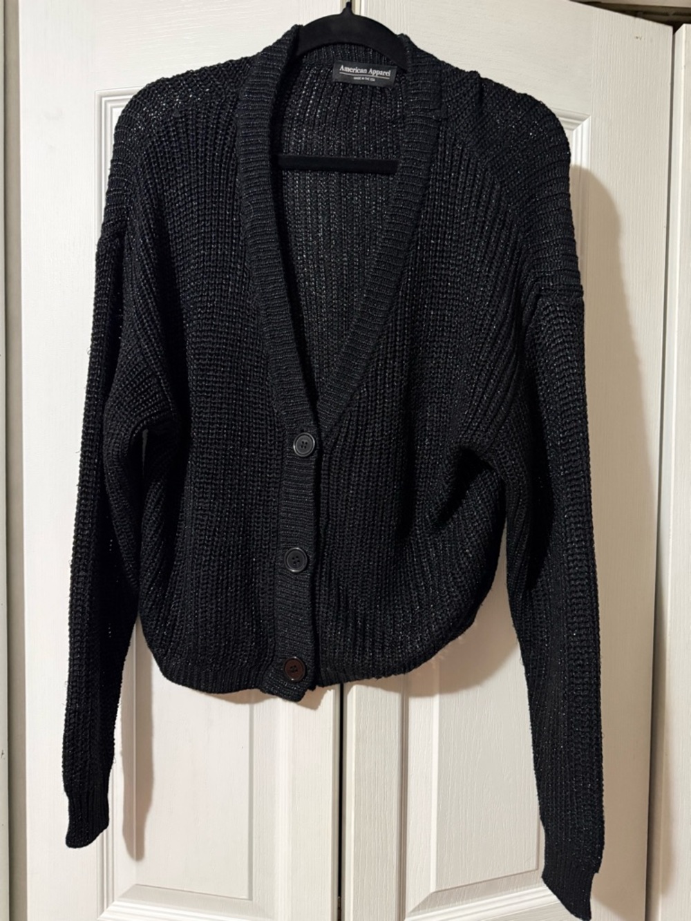 American Apparel Black V-Neck Button Cardigan OS